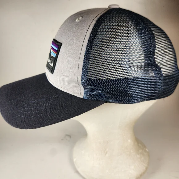 PATAGONIA Cap Hat Black Snap Back Patch Trucker Mesh Mountain Outdoors - Picture 4 of 10